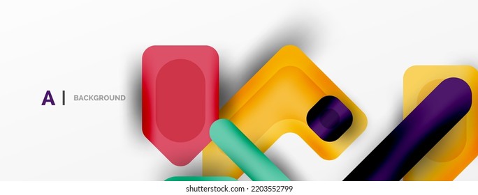 Minimal geometric abstract background. Colorful geometric blocks. Lines, squares and triangles composition wallpaper