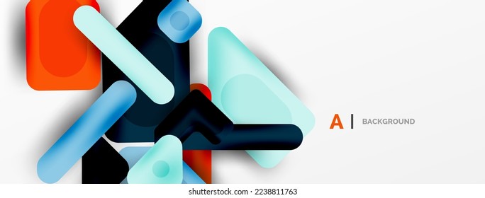 Minimal geometric abstract background. Colorful geometric blocks. Lines, squares and triangles composition wallpaper
