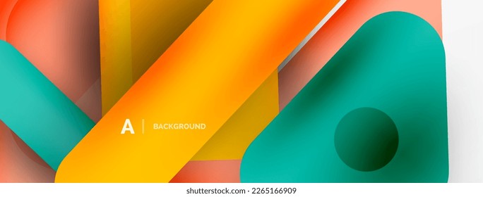 Fondo abstracto geométrico mínimo. Bloques geométricos coloridos. Fondo de escritorio de composición de líneas, cuadrados y triángulos