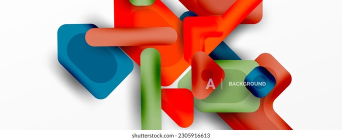 Minimal geometric abstract background. Colorful geometric blocks. Lines, squares and triangles composition wallpaper