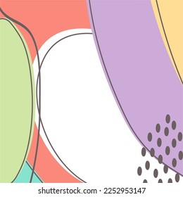 Minimal geometric abstract background. Creative doodle pattern in trendy pastel color. Social media story post concept poster invitation party banner graphic design.Modern template vector illustration