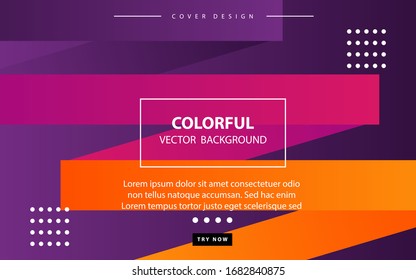 Minimaler geometrischer abstrakter Hintergrund mit dynamischer violetter und orangefarbener Farbzusammensetzung. Trendfarben und futuristisches Konzept. Vektorillustration Layout-Design kann Landing-Page, Cover Poster, Flyer, Magazin