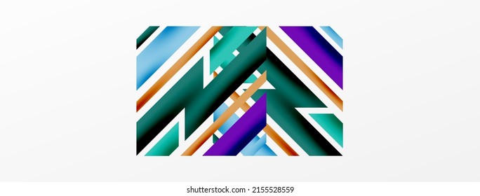 Minimal geometric abstract background. Dynamic 3d lines composition. Trendy techno business template for wallpaper, banner, background or landing