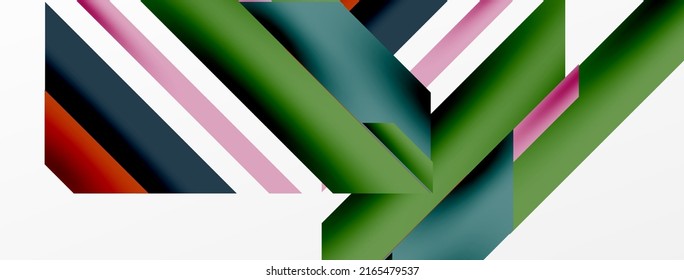 Minimal geometric abstract background. Dynamic 3d lines composition. Trendy techno business template for wallpaper, banner, background or landing