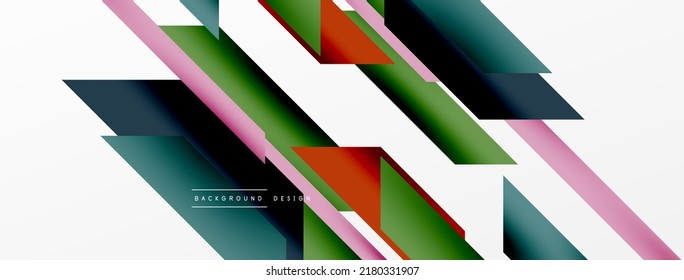 Minimal geometric abstract background. Dynamic 3d lines composition. Trendy techno business template for wallpaper, banner, background or landing