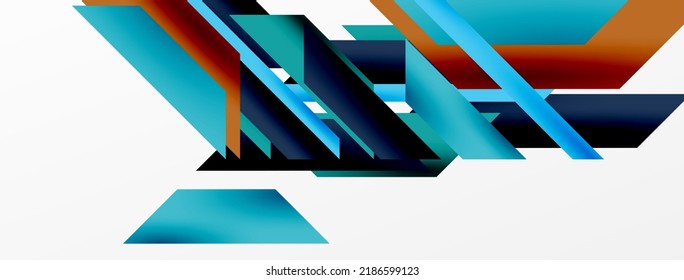 Minimal geometric abstract background. Dynamic 3d lines composition. Trendy techno business template for wallpaper, banner, background or landing