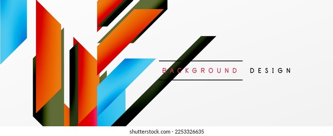 Fondo abstracto geométrico mínimo. Composición dinámica de líneas 3d. Plantilla de negocios de moda para tecno para papel de pared, banner, fondo o aterrizaje