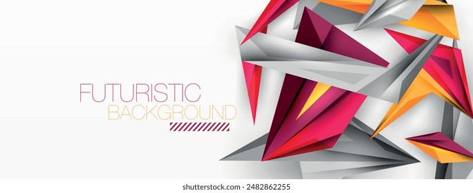 Minimal geometric abstract background. Low poly dynamic triangle design. Trendy techno business template for wallpaper, banner, background or landing