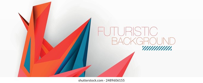 Minimal geometric abstract background. Low poly dynamic triangle design. Trendy techno business template for wallpaper, banner, background or landing