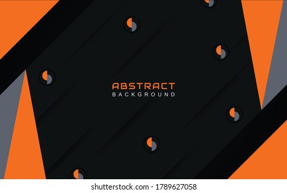 Minimaler geometrischer abstrakter Hintergrund mit orangefarbener Streifen auf dunklem Hintergrund. Einfaches und modernes Vektorgrafik-Konzept kann für Deckenplakat, Flyer, Landing-Page, Bannerwerbung, Bildschirmhintergrund verwendet werden