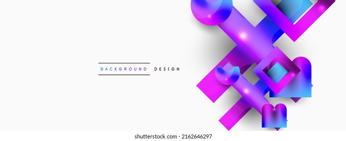 Minimal geometric abstract background. Primitive shapes composition backdrop. Trendy techno business template for wallpaper, banner, background or landing