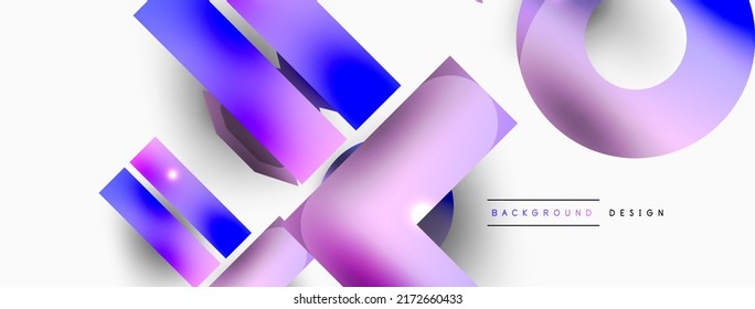 Minimal geometric abstract background. Primitive shapes composition backdrop. Trendy techno business template for wallpaper, banner, background or landing