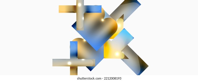 Minimal geometric abstract background. Primitive shapes composition backdrop. Trendy techno business template for wallpaper, banner, background or landing