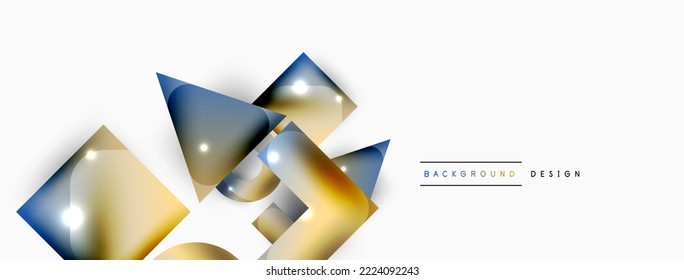 Minimal geometric abstract background. Primitive shapes composition backdrop. Trendy techno business template for wallpaper, banner, background or landing