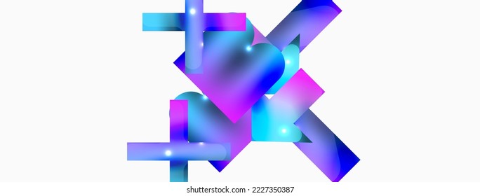 Minimal geometric abstract background. Primitive shapes composition backdrop. Trendy techno business template for wallpaper, banner, background or landing