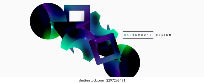 Minimal geometric abstract background. Primitive shapes composition backdrop. Trendy techno business template for wallpaper, banner, background or landing