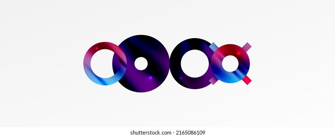 Minimal geometric abstract background. Shiny and glossy circle, line and round shapes design. Trendy techno business template for wallpaper, banner, background or landing