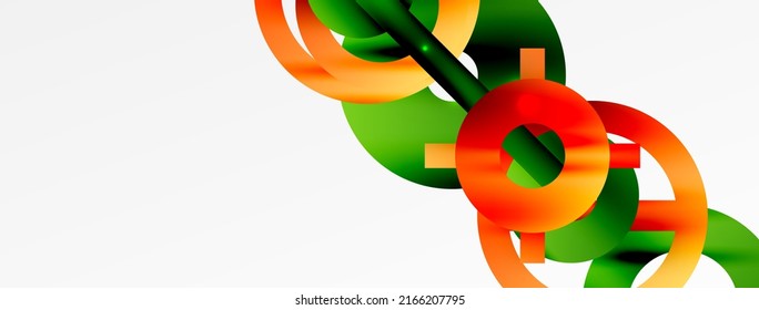 Minimal geometric abstract background. Shiny and glossy circle, line and round shapes design. Trendy techno business template for wallpaper, banner, background or landing