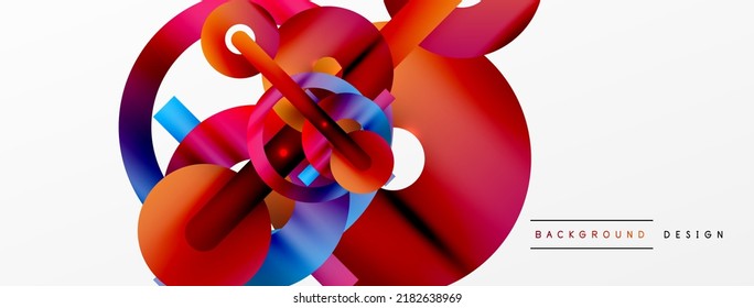 Minimal geometric abstract background. Shiny and glossy circle, line and round shapes design. Trendy techno business template for wallpaper, banner, background or landing
