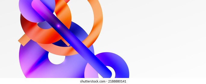 Minimal geometric abstract background. Shiny and glossy circle, line and round shapes design. Trendy techno business template for wallpaper, banner, background or landing