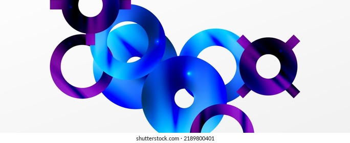 Minimaler geometrischer abstrakter Hintergrund. Glanzvoller und glänzender Kreis, Linien- und Rundformen. Trendy Techno Business Template für Tapete, Banner, Hintergrund oder Landung