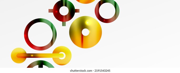 Minimal geometric abstract background. Shiny and glossy circle, line and round shapes design. Trendy techno business template for wallpaper, banner, background or landing