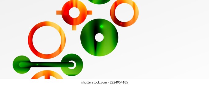 Minimal geometric abstract background. Shiny and glossy circle, line and round shapes design. Trendy techno business template for wallpaper, banner, background or landing