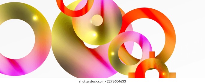 Fondo abstracto geométrico mínimo. Diseño de formas redondeadas, líneas y círculos brillantes. Plantilla de negocios de moda para tecno para papel de pared, banner, fondo o aterrizaje