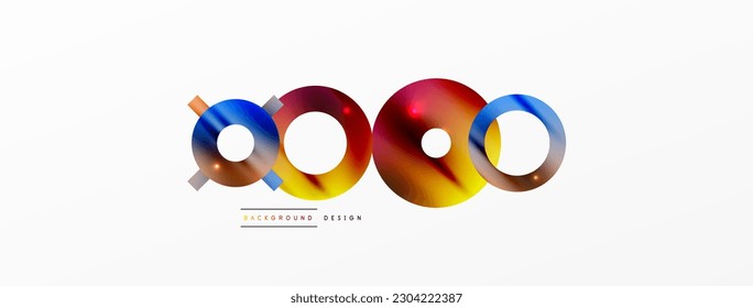Minimal geometric abstract background. Shiny and glossy circle, line and round shapes design. Trendy techno business template for wallpaper, banner, background or landing