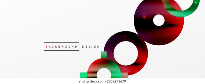 Minimal geometric abstract background. Shiny and glossy circle, line and round shapes design. Trendy techno business template for wallpaper, banner, background or landing