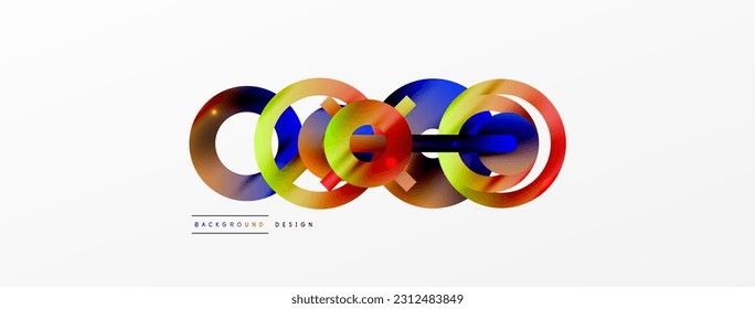 Minimal geometric abstract background. Shiny and glossy circle, line and round shapes design. Trendy techno business template for wallpaper, banner, background or landing