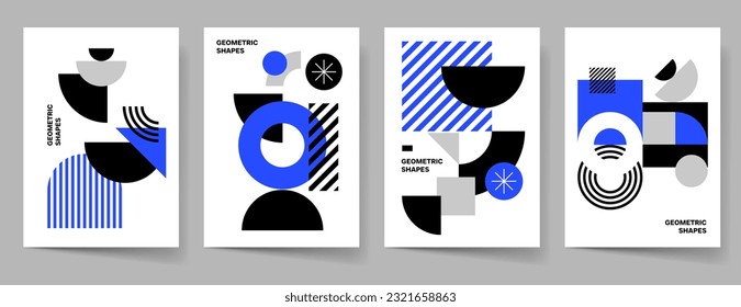 Minimal Geometric Abstract Cover Poster Set. Abstract Shape Background for Magazine Brochure Flyer and Page Layout. Vector Illustration