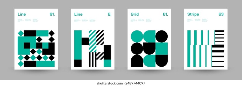 Minimal Geometric Abstract Cover Poster Set. Abstract Shape Background for Magazine Brochure Flyer and Page Layout. Vector Illustration