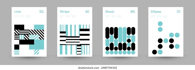 Minimal Geometric Abstract Cover Poster Set. Abstract Shape Background for Magazine Brochure Flyer and Page Layout. Vector Illustration