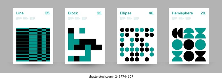 Minimal Geometric Abstract Cover Poster Set. Abstract Shape Background for Magazine Brochure Flyer and Page Layout. Vector Illustration