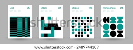 Minimal Geometric Abstract Cover Poster Set. Abstract Shape Background for Magazine Brochure Flyer and Page Layout. Vector Illustration