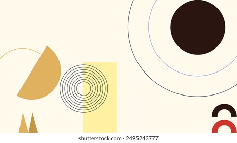 minimal geometric abstract geometric dynamic shapes design. a painting of a yellow and brown circle with a white circle in the middle.