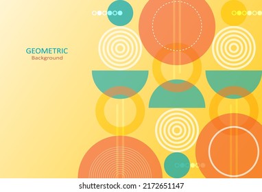 Minimal geometric abstract on gradient background. Design elements with circles and semi-circle shapes. Vector Illustration.