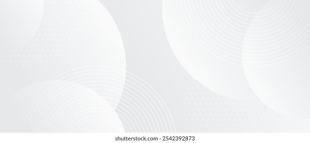Minimal geometric abstract white background with circle shape and line. Modern circle lines pattern. Futuristic concept design.  Vector illustration