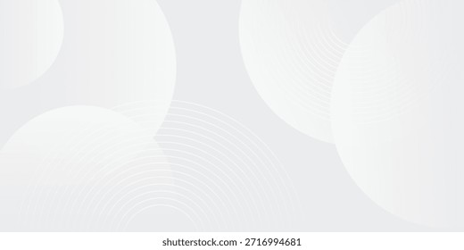 Fondo blanco abstracto geométrico mínimo con forma de círculo y línea. Patrón moderno de líneas circulares. Diseño conceptual futurista.  Ilustración vectorial