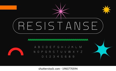Minimal geometric alphabet font. Abstract typography letters logo modern design bold sans serif typeface. Vector illustration