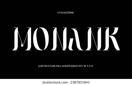 Minimal geometric alphabet font. Modern typography letters logo design abstract bold sans serif typeface. Vector illustration