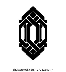 Minimal geometric Arabic lantern logo inspired by traditional weaving patterns, designed in bold black silhouette with a clean flat vector style for modern Islamic branding and Ramadan visuals