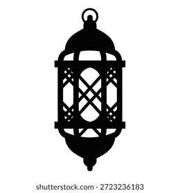 Logotipo de lanterna árabe geométrico mínimo inspirado em padrões de tecelagem tradicionais, projetado em silhueta preta em negrito com um estilo vetorial plano limpo para a marca islâmica moderna e os visuais do Ramadã