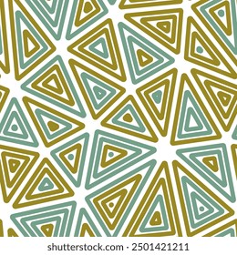 Minimal geometric background. Big triangles size. Multiple repeated inner triangles. Multicolored style. Repeatable pattern. Awesome vector tiles. Seamless vector illustration.