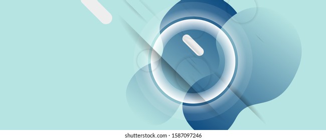 Minimal geometric background blue color. Dynamic shapes composition with lines illustration