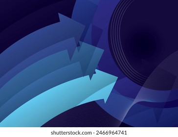 Minimal geometric background. Blue elements with fluid gradient. Cool background design for posters.