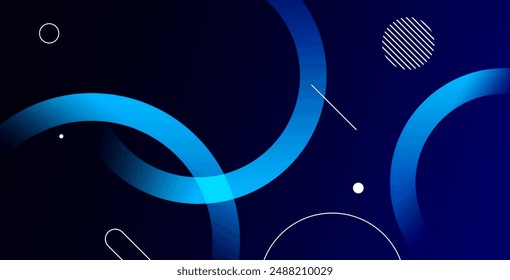 Minimal geometric background. Blue elements with fluid gradient. Cool background design for posters. Vector illustration 