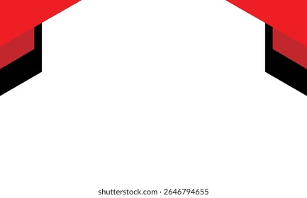 Minimal geometric background with bold red and black angled corner accents. Perfect for business templates, presentations, and modern digital designs needing space for text or content.