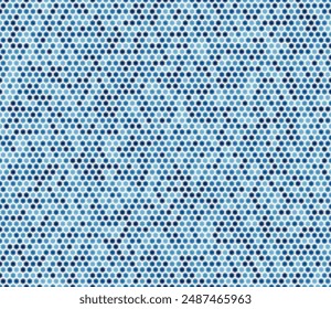 Minimal geometric background. Bold rounded hexagons mosaic cells with padding and inner solid cells. Blue color tones. Small hexagon geometric shapes. Seamless pattern. Tileable vector illustration.